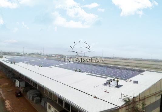 โรงงานพลังงานแสงอาทิตย์บนหลังคาในแอฟริกาใช้ Antaisolar Raillessระบบติดตั้งพลังงานแสงอาทิตย์